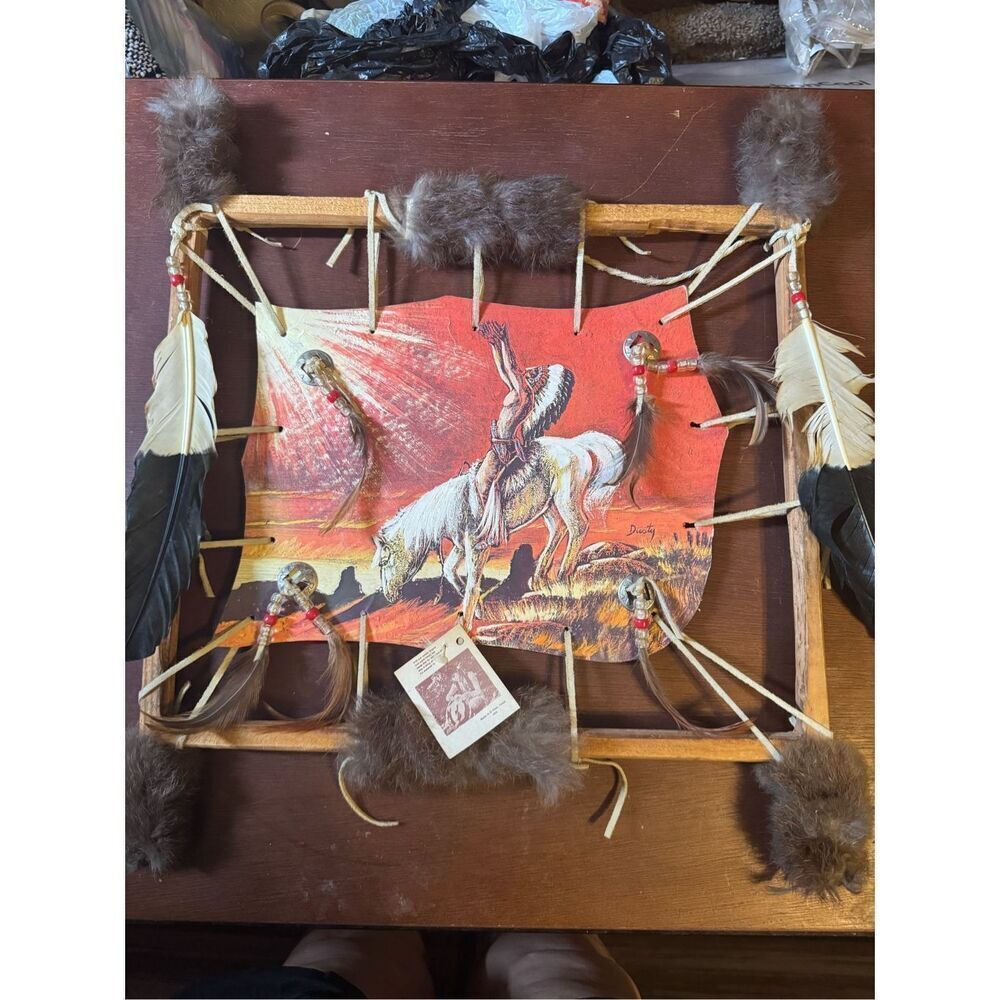 NWT vintage Native American decorative piece with unique handcrafted frame